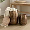 happimess Merida Modern Rustic Hammered Metal Drum Storage Side Table with Lid - 2 of 4