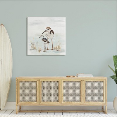 Sandpipers Duo Coastal Beach Bird Canvas Wall Art - 30" x 30"