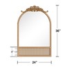 Dovelina Arched Solid Wood Top Carved Bottom Rattan Decorative Wall Mirror Large Mirror - 3 of 4
