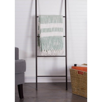 Mint and White Cotton Striped Throw Blanket with Fringe