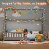 AMERLIFE Twin Size House Bed for Kids with Guardrails, Removable Rails, Playhouse Roof, Montessori Wooden Floor Bed Frame, Easy Assembly - 4 of 4