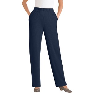 Woman Within 7-Day Rib-Knit Wide-Leg Pull-On Pants - 1 of 3