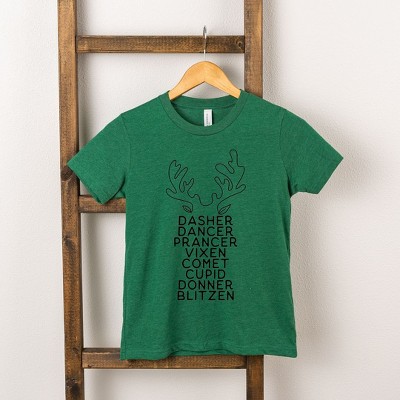 The Juniper Shop Reindeer Names Antlers Youth Short Sleeve Tee