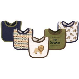 Hudson Baby Infant Boy Cotton Bibs 5pk, Lion, One Size - 1 of 1