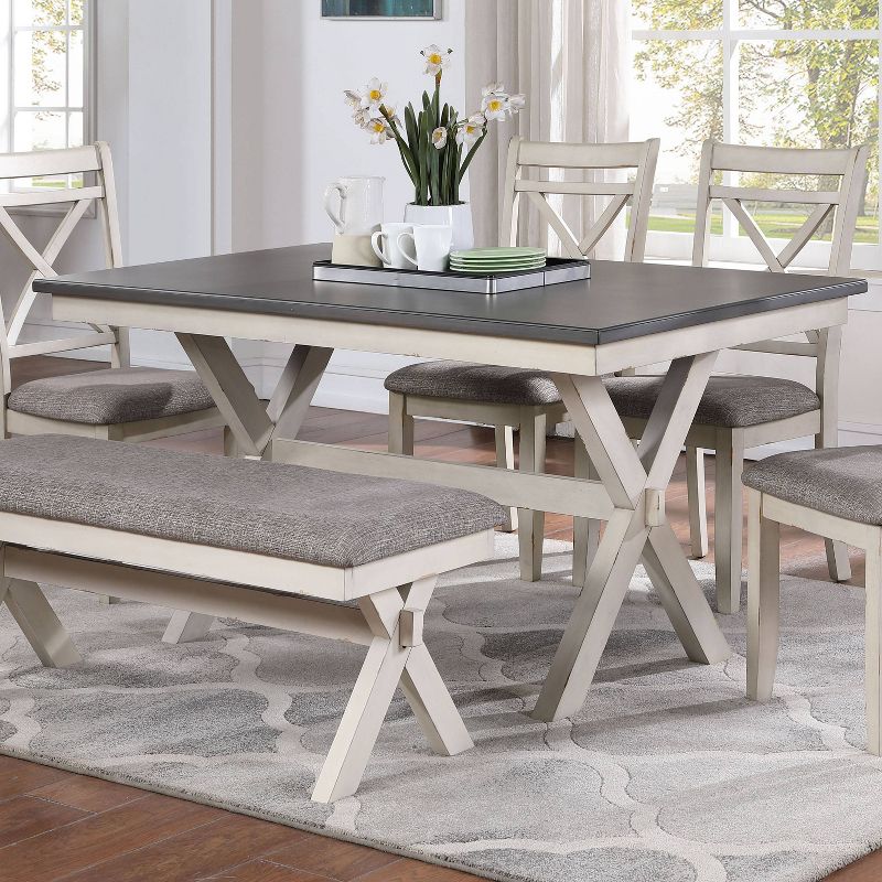 60&#34; Arga Transitional Wood Dining Table Gray/Antique White - HOMES: Inside + Out, 3 of 7