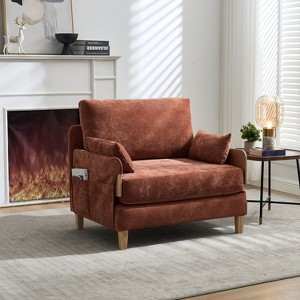 CAVINAS 2 in 1 Accent Chair with Side Pocket, Foldable Sofa Bed with 3 Pillows and Wood Legs, Convertible Reading Chair for Living Room - 1 of 4