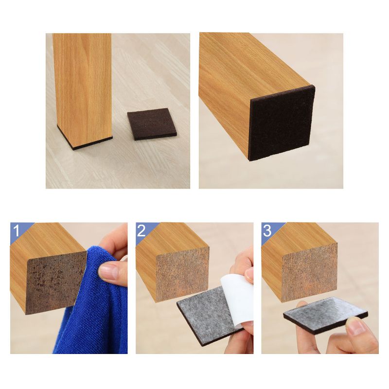 Unique Bargains Square Self-Stick Non-Slip Floor Protector Furniture Felt Pads Dark Brown 40 Pcs, 2 of 3