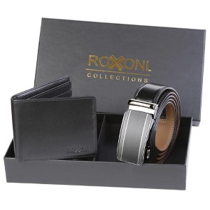 Men's Roxoni Ultra Soft Genuine Leather Rachet Belt and Wallet Gift Box - 1 of 4