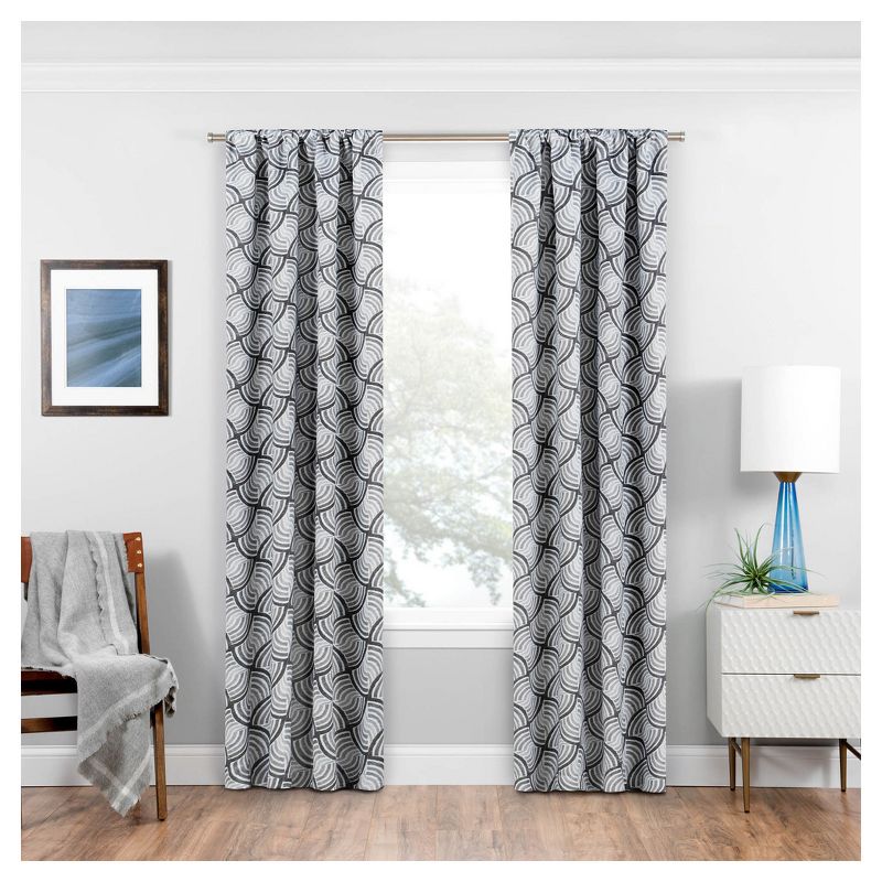 1pc 37&#34;x95&#34; Blackout Benchley Thermaweave Curtain Panel Gray - Eclipse, 1 of 7