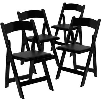 Emma and Oliver 4 Pack Wood Folding Chair with Vinyl Padded Seat