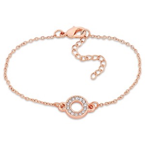 EVERLY JEWELRY | Brass 3/8 CT TGW Cubic Zirconia Circle Charm Chain Bracelet, 6.5-inch - 1 of 4