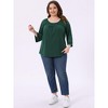 Agnes Orinda Women's Plus Size Plain Cut-Out Gathered Patchwork Long Sleeve T-Shirt - 3 of 4
