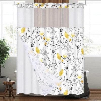 LunaLulinlk Hookless Shower Curtain with Snap in Liner