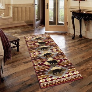 Vynxaria Nature's Nest Lodge Area Rug - 2ft x 3ft Black Bear & Southwestern Motifs - 1 of 4
