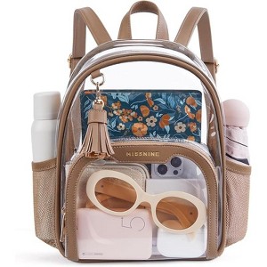 Small Clear Backpack Stadium Approved, Thick PVC Mini Clear Bag with Leather Trim - 1 of 4