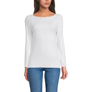 Lands' End Women's Long Sleeve Polished Essentials Boatneck Top - 1 of 3