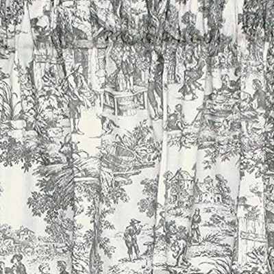 Victoria Park Toile Gray Cotton Room Darkening Valance