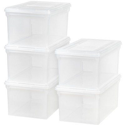 IRIS USA 4Pack Portable Lockable Letter File Box with Handle, File  Organizer, Clear