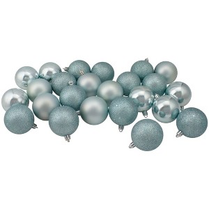 Northlight 24ct Shatterproof 4-Finish Christmas Ball Tree Ornament Set 2.5" - Blue - 1 of 2