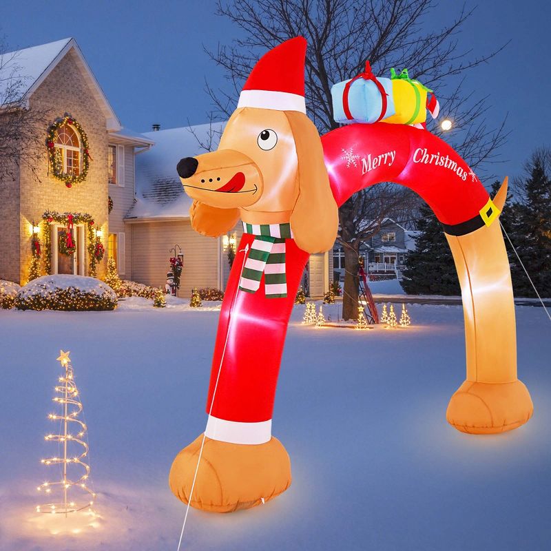 Costway 8FT Inflatable Christmas Dachshund Arch Yard Decoration with LEDs & Air Blower, 2 of 11