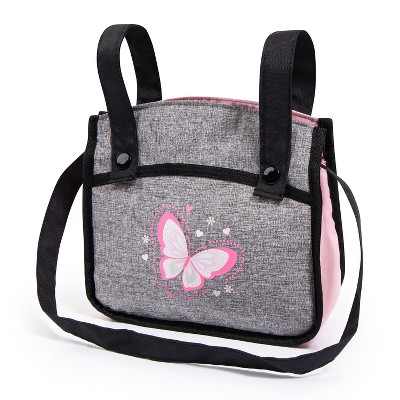Butterfly Grey and Pink Doll Stroller with Adjustable Handle