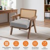 GustoWave Accent Chair Mid-Century Modern Chair, Linen Fabric Upholstered Lounge Arm Chair with Solid Wood Frame & Rattan - 4 of 4