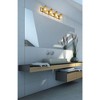 Beckett 4-Light Vanity Light - Dimmable Steel Fixture with Clear Seedy Glass Shades - 3 of 4