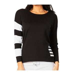 Women's Crew Neck Stripe Arm & Pocket Top - Angel Apparel - 1 of 2