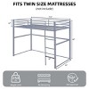 INFURNIC Beds Metal Loft Bed Twin Size with Safety Guardrails Flat Ladder and Under-Bed Storage for Kids Teens, Grey, 77.36"*41.34"*62.2" - 3 of 4