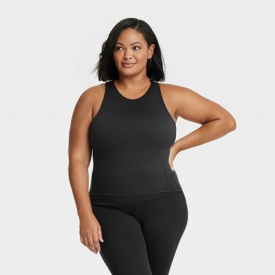 Women's Cropped Shelf Tank Bra - All In Motion™ Black 4x : Target