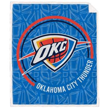NBA Oklahoma City Thunder Doodle Circle Flannel Fleece Faux Shearling Blanket