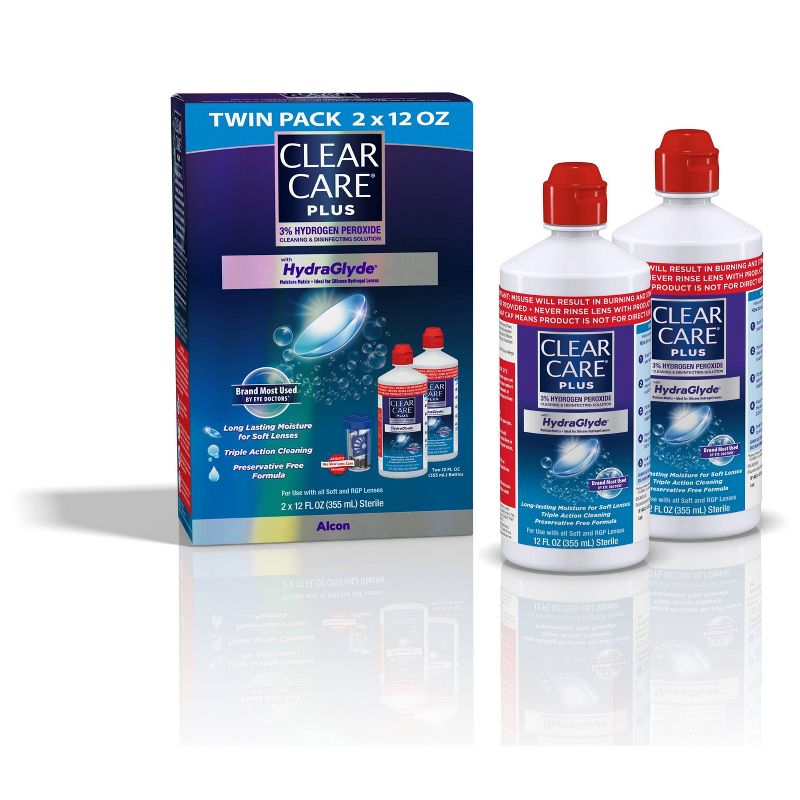 Clear Care Plus with Hydraglyde Twin Pack For Soft Lenses - 24 fl oz, 1 of 7