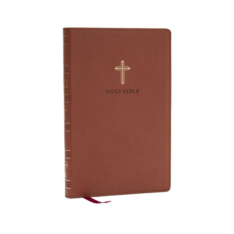 NKJV Holy Bible, Ultra Thinline, Brown Leathersoft, Red Letter, Comfort Print - by  Thomas Nelson (Leather Bound), 1 of 2
