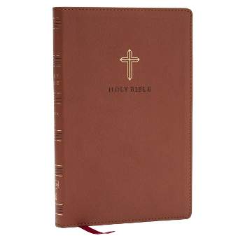 NKJV Holy Bible, Ultra Thinline, Brown Leathersoft, Red Letter, Comfort Print - by  Thomas Nelson (Leather Bound)