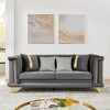 89" Velvet 3-Seater Luxury Sofa with Gold Stainless Steel Trims and Embroidered Texture, Mid Century Modern Victorian Tufted Couch - 2 of 4