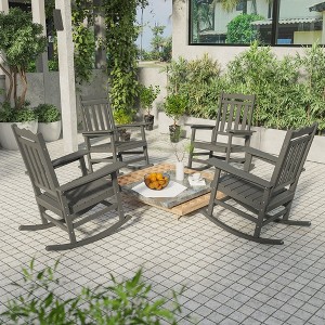 Sonkuki Patio Outdoor 4-Piece Adirondack Rocking Chairs with Big Armrests, Weather Resistant, Easy Installation, Lawn and Backyard - 1 of 4