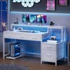 WOWLIVE 57 inch Gaming Desk with LED Lights & Power Outlet, Computer Desk with Monitor Stand and 5 Storage Drawers for Home Office - 2 of 4