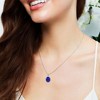 Pompeii3 5 Ct TW Oval Tanzanite & Lab Created Diamond Halo Pendant 14k White Gold Necklace - 4 of 4