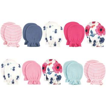 Touched by Nature Baby Girl Organic Cotton Scratch Mitten 10pk, Garden Floral, One Size