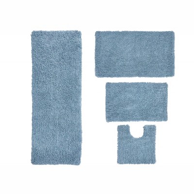Fantasia Bath Rug Collection Cotton Shaggy Pattern Tufted Set of 4 Bath Rug Set - Home Weavers