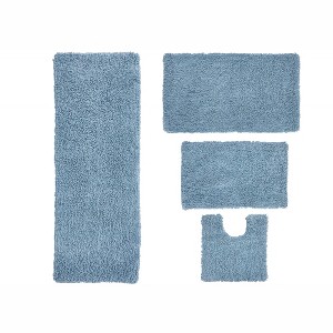 Fantasia Bath Rug Collection Cotton Shaggy Pattern Tufted Set of 4 Bath Rug Set - Home Weavers - 1 of 3
