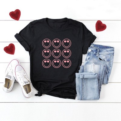 Simply Sage Market Women's Love Smiley Grid Short Sleeve Graphic Tee