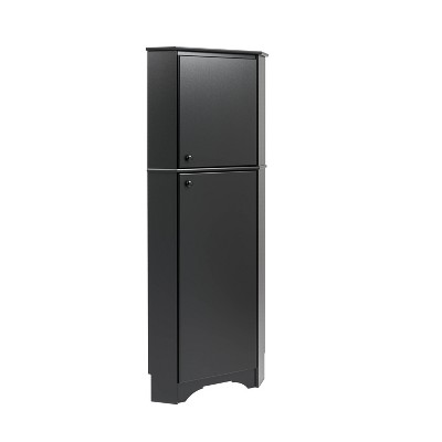 Elite Tall 2 Door Corner Storage Cabinet Black - Prepac: Modern ...