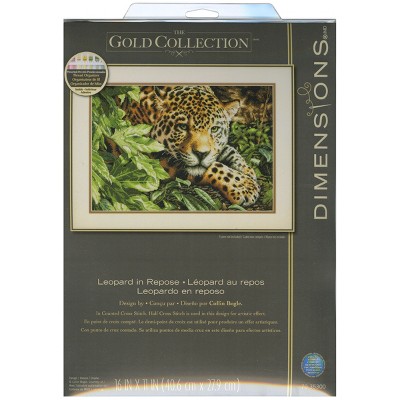 Dimensions Gold Collection Counted Cross Stitch Kit 16"X11"-Leopard In Repose (14 Count)