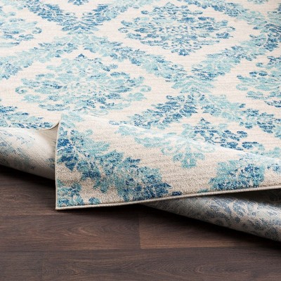 Gray and Teal Tufted Trellis Synthetic Area Rug 3'11" x 5'7"