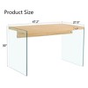 FURNIinspire Dining Tables Dining Table Coffee Table With Brown MDF Tabletop And Clear Tempered Glass Legs For Dining Room, Brown, 47"*28"*30" - 3 of 4