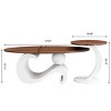 INFURNIC Coffee Tables White Nesting Coffee Table Set of 2 Oval and Round Design with Sturdy Metal Base for Living Room, White, 30.91"*20.67"*19.17" - 3 of 4