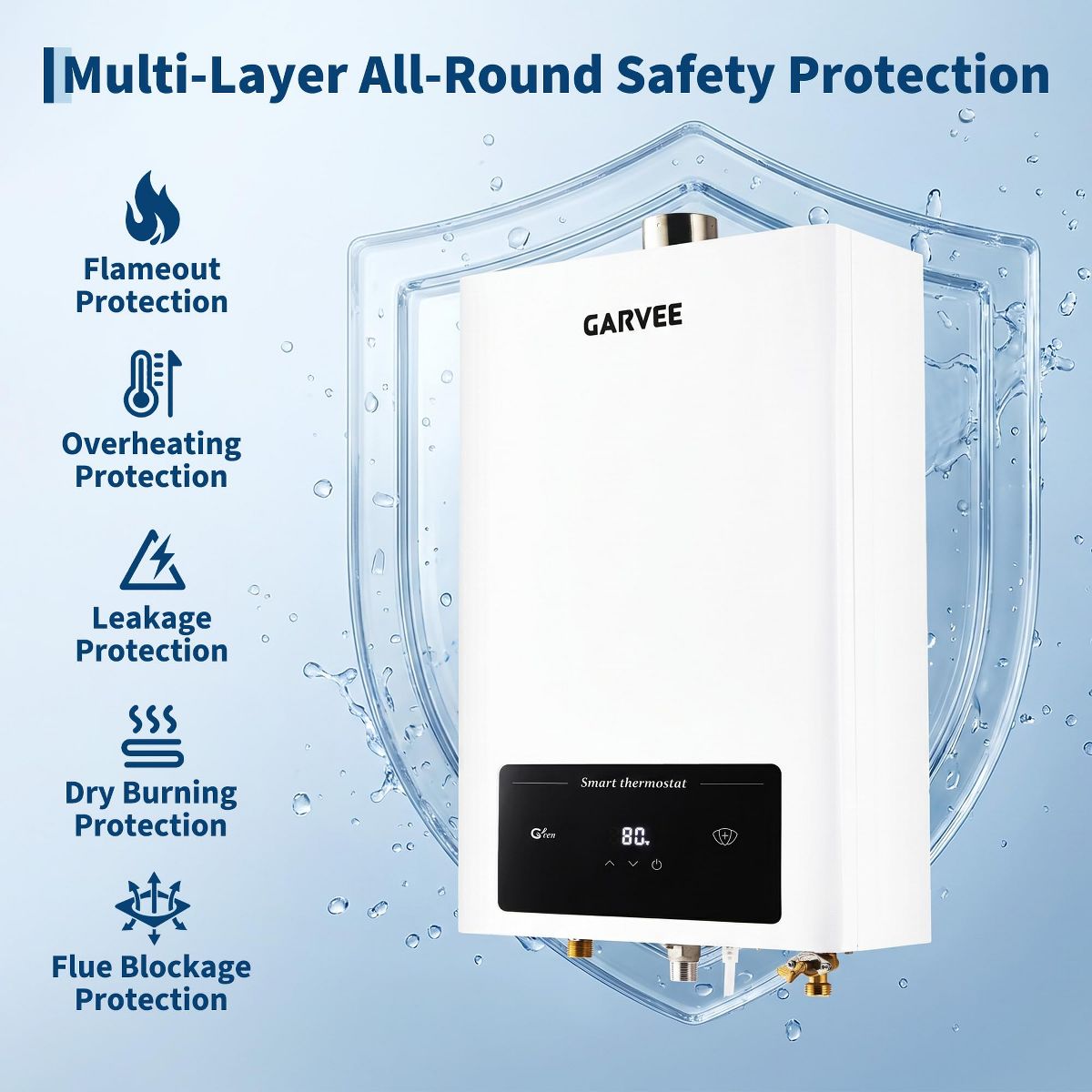 12L Natural Gas Tankless Water Heater Whole House Constant Temperature Instant Hot Digital Display Indoor Wall-Mounted with Accessories - thumbnail 7