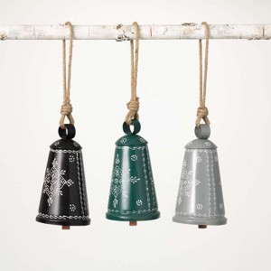 Hand-Painted Metal Bells Multicolor 9"H Metal Set of 3 - 1 of 2