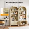 VINGLI Arched Display Cabinet, Natural Rattan Storage Cabinet with 5 Shelves, 5 Tier Arched Bookshelf, Wood Tall Bookcases, Sturdy - 4 of 4